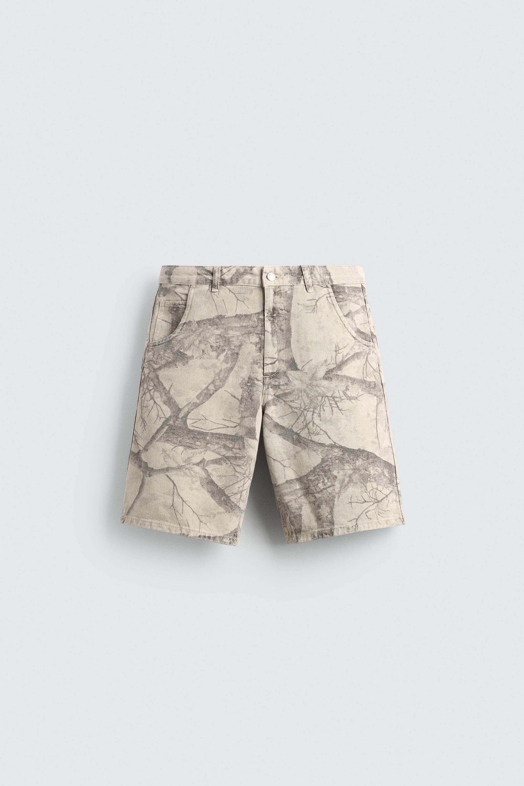 TREE PRINT BAGGY FIT SHORTS